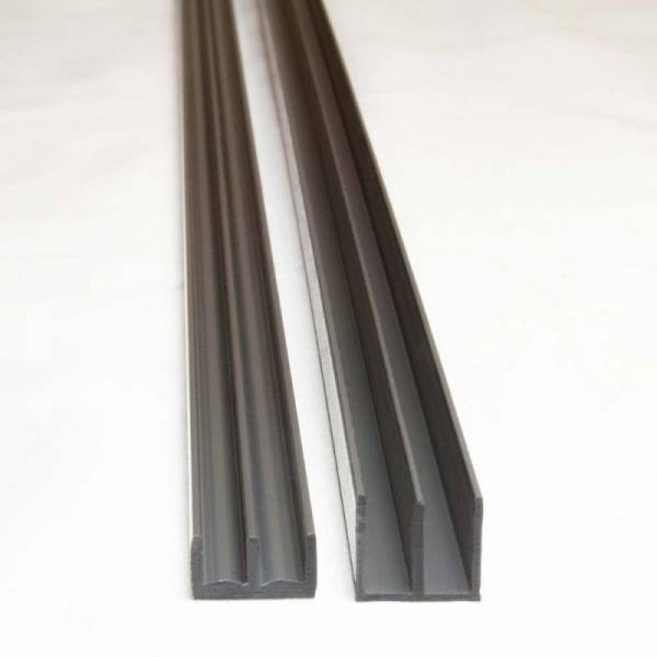 Preview: GLASFÜHRUNGSPROFILE 4 mm schwarz – weiß – silber